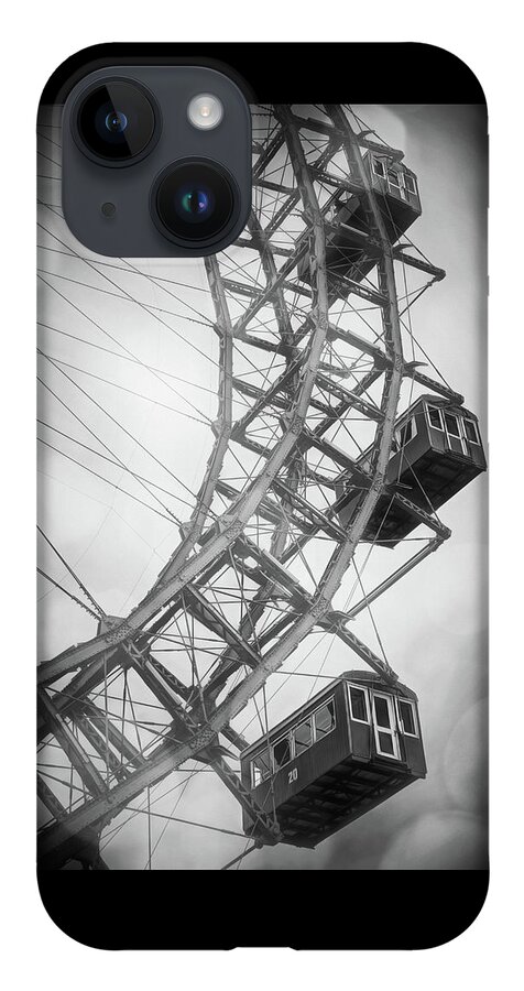 Ferris Wheel iPhone 14 Case featuring the photograph Giant Ferris Wheel Prater Park Vienna Black and White by Carol Japp