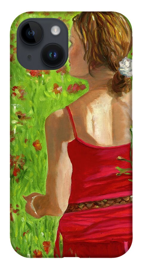 Woman iPhone Case featuring the painting Girl in Poppy Field by Juliette Becker