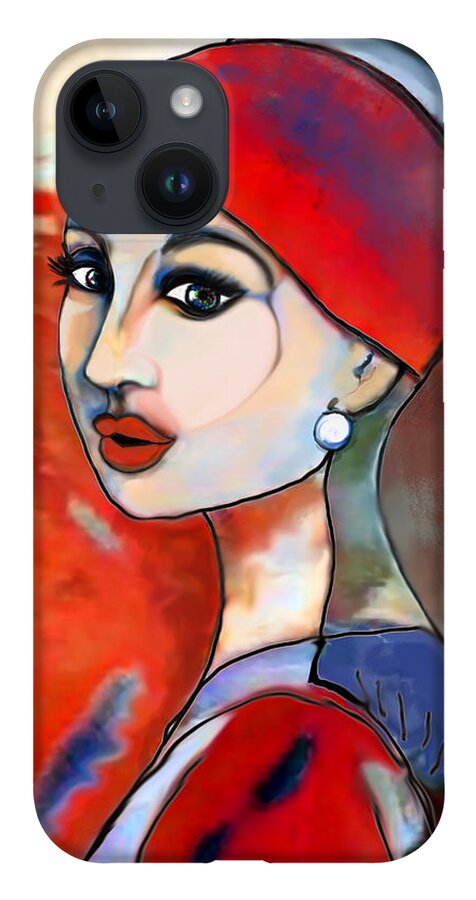 Figurative Art iPhone Case featuring the digital art Girl with Pearl 001 by Stacey Mayer