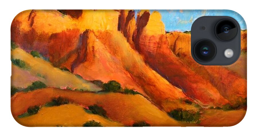 Plein Air iPhone 14 Case featuring the painting Glowing Mesas by Marian Berg
