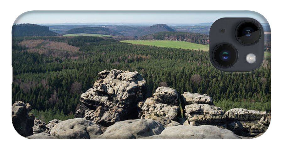 Saxon Switzerland iPhone Case featuring the photograph Gohrisch, mountain panorama in Saxon Switzerland by Adriana Mueller