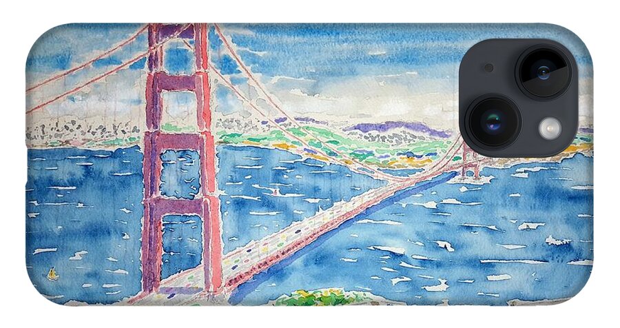 Watercolor iPhone Case featuring the painting Golden Gate Vista by John Klobucher