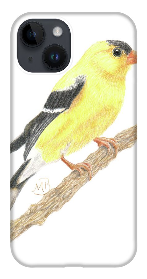 Bird iPhone 14 Case featuring the painting Goldfinch by Monica Burnette