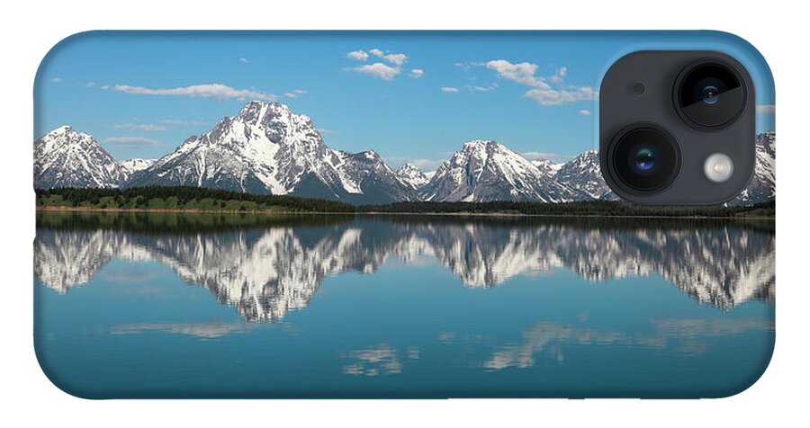 Grand Teton Reflection Panorama iPhone 14 Case featuring the photograph Grand Teton Reflection Panorama by Dan Sproul