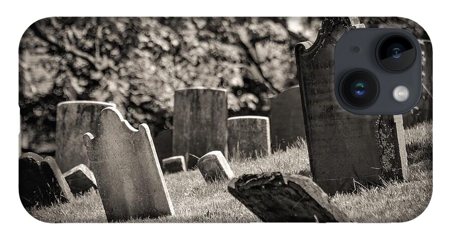 Grave Yard Tomb Stones Trees B&w iPhone Case featuring the photograph Grave Yard3 by John Linnemeyer