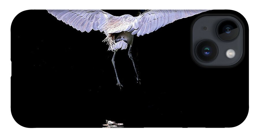 Fauna iPhone 14 Case featuring the digital art Great Blue Heron and Reflections by Mariarosa Rockefeller
