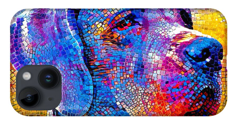 Great Dane iPhone Case featuring the digital art Great Dane portrait - colorful mosaic by Nicko Prints