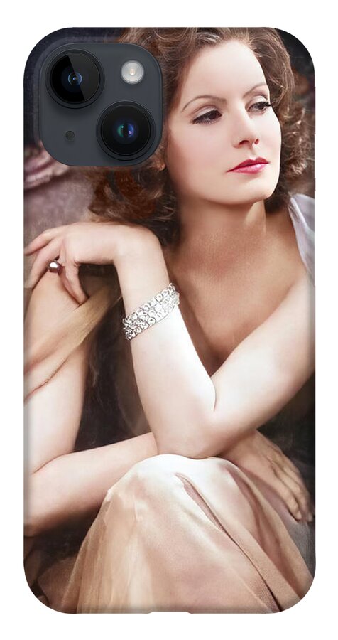 Greta Garbo iPhone 14 Case featuring the digital art Greta Garbo - Actress by Chuck Staley