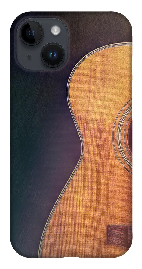 Vintage Acoustic Guitar Textured iPhone 14 Case featuring the photograph Grunge Textured Acoustic Guitar by Dan Sproul