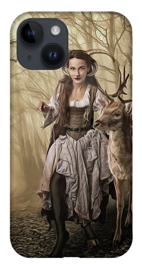 Deer iPhone Case featuring the digital art Guardians of the Wood by Brad Barton