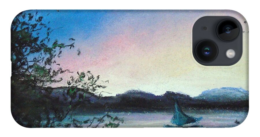 Landscape iPhone 14 Case featuring the painting Happy Boat by Jen Shearer