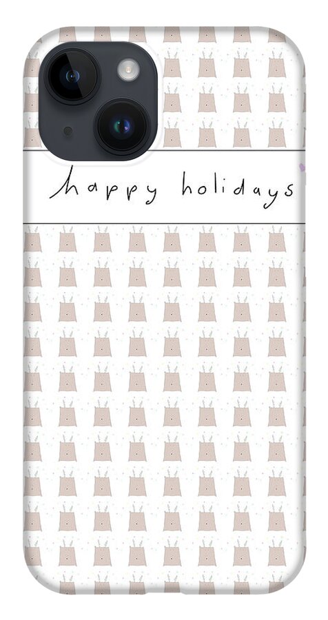 Reindeer iPhone Case featuring the digital art Happy Holidays Reindeer by Ashley Rice