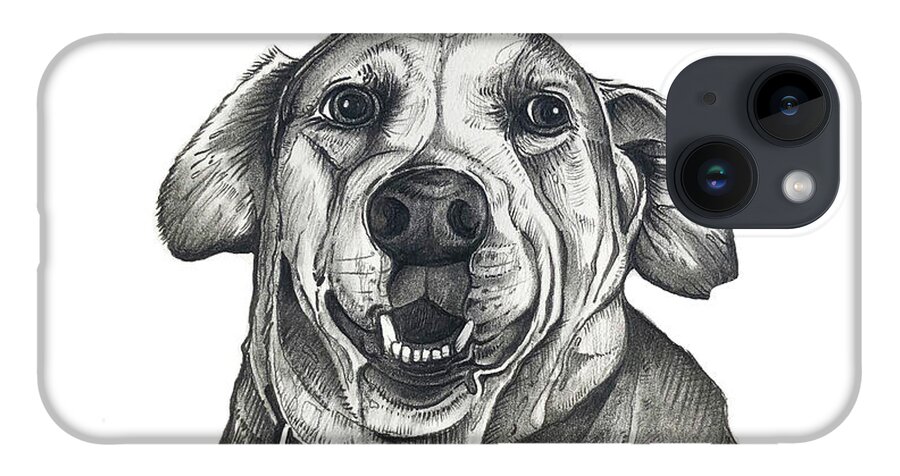Labrador iPhone 14 Case featuring the drawing Happy Labrador by Creative Spirit