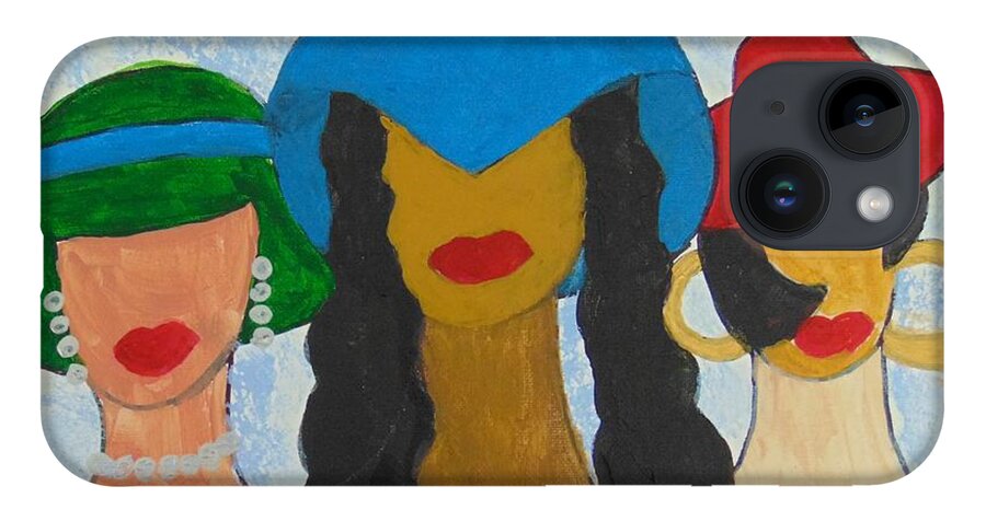 Women iPhone 14 Case featuring the painting Hats by Saundra Johnson