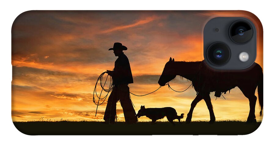 Cowboy iPhone 14 Case featuring the digital art Heading Home by Nicole Wilde