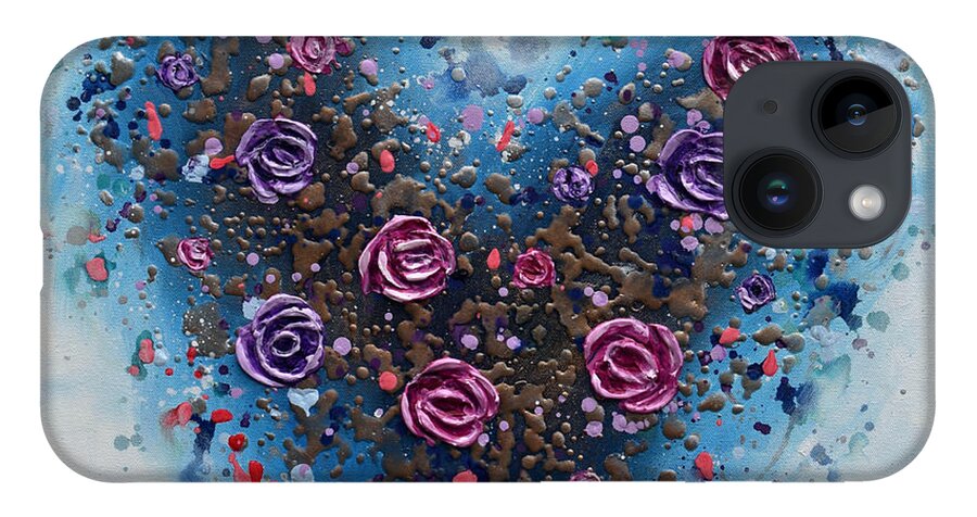 Heart iPhone 14 Case featuring the painting Heart of Roses by Amanda Dagg