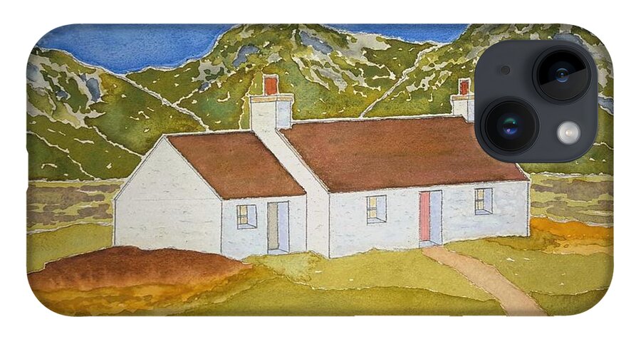 Watercolor iPhone 14 Case featuring the painting Highland Home by John Klobucher