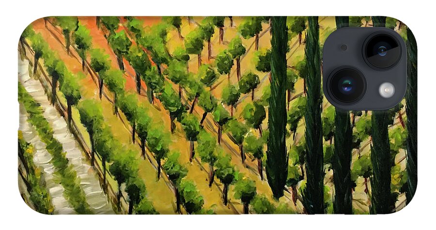 Temecula iPhone 14 Case featuring the painting Hillside Vines Temecula by Roxy Rich