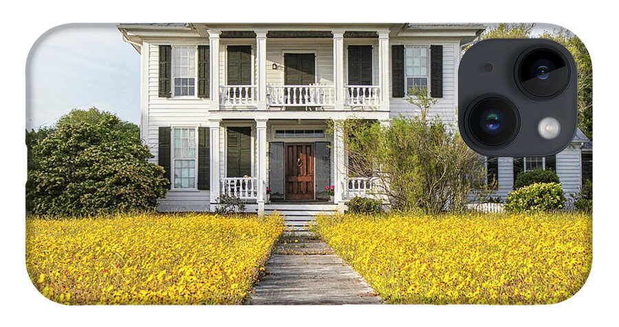 Beaufort iPhone 14 Case featuring the photograph HIstoric Home With Yard of Wildflowers - Beaufort North Carolina by Bob Decker