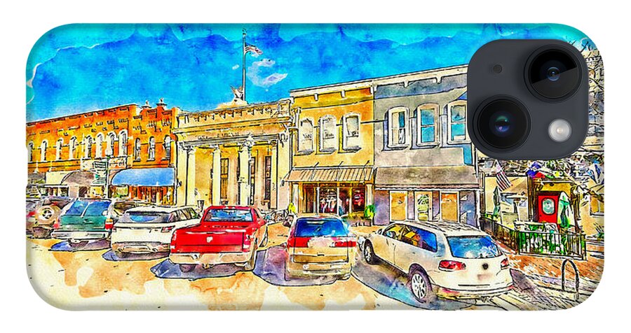 Historic Downtown Mckinney iPhone 14 Case featuring the digital art Historical buildings on the North Tennessee Street in downtown Mckinney, Texas by Nicko Prints