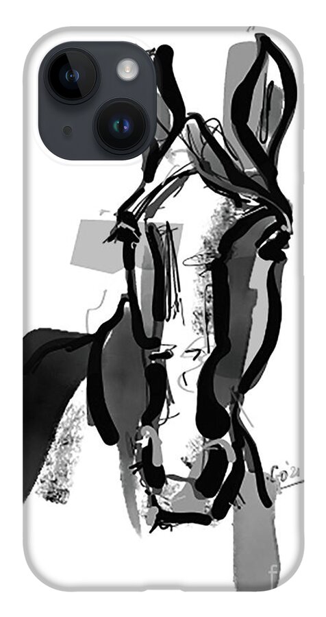 Horse Portrait iPhone 14 Case featuring the painting Horse portret by Go Van Kampen