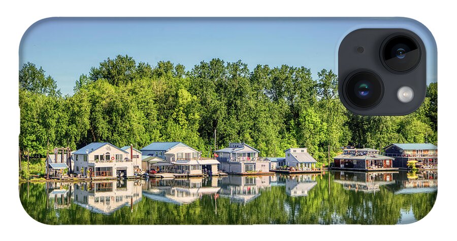 Boat iPhone 14 Case featuring the photograph House boats on the channel by Loyd Towe Photography