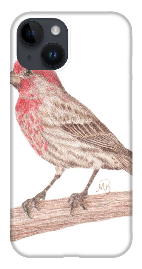 Bird Art iPhone 14 Case featuring the painting House Finch by Monica Burnette