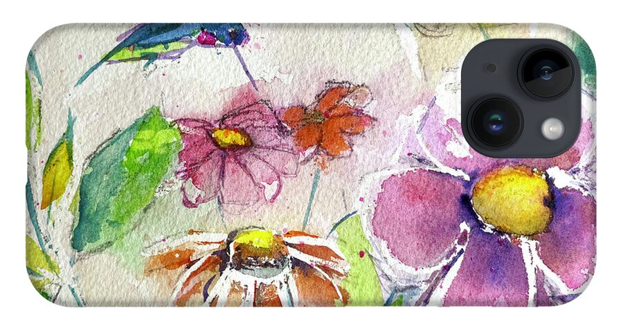 Watercolor iPhone Case featuring the painting Hummingbird in the Garden by Roxy Rich