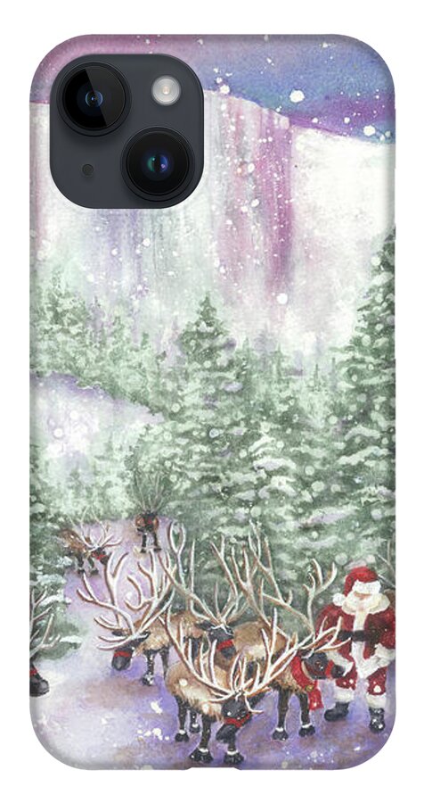 North Pole. Santa Claus iPhone 14 Case featuring the painting Ice Cliff Concealment by Lori Taylor