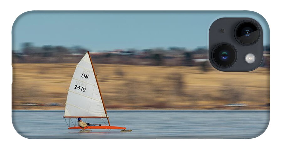 Iceboat iPhone 14 Case featuring the photograph Iceboat - color by Stephen Holst