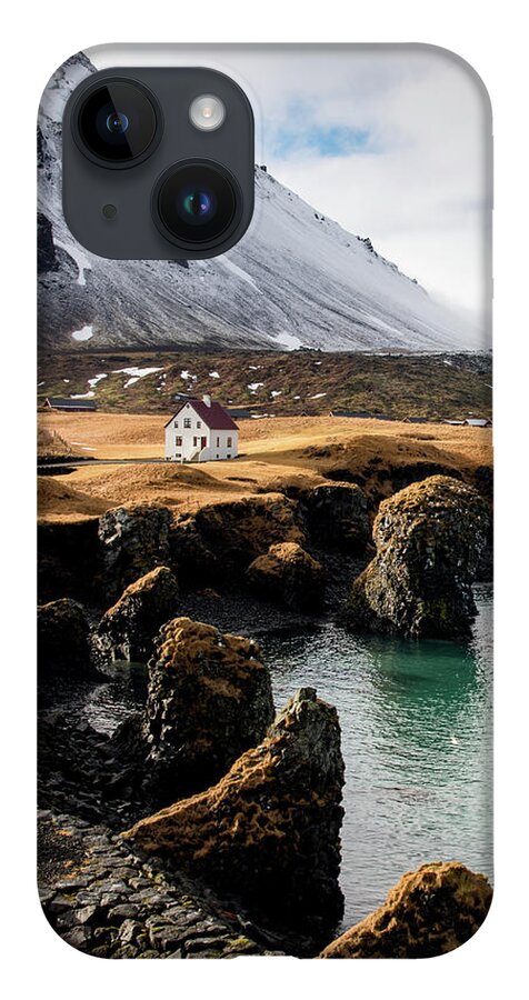 Arnarstapi iPhone Case featuring the photograph Iceland landscape in winter at Arnarstapi village. by Michalakis Ppalis