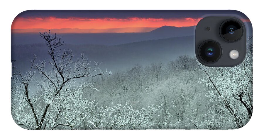 #arkansas #arwx #arstateparks #visitarkansas #talimenascenicbyway #sunset #queenwilhelmina iPhone 14 Case featuring the photograph Icy Sunset - Queen Wilhelmina State Park by William Rainey