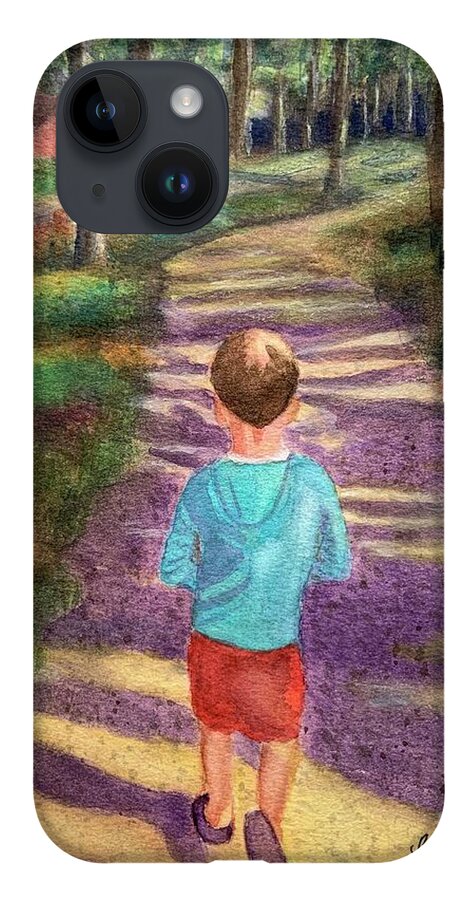 Boy iPhone 14 Case featuring the painting I'm On My Way by Sue Carmony
