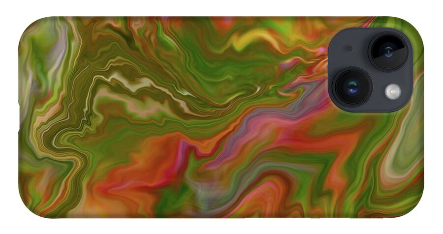 Abstract iPhone 14 Case featuring the digital art Primordial by Nancy Levan