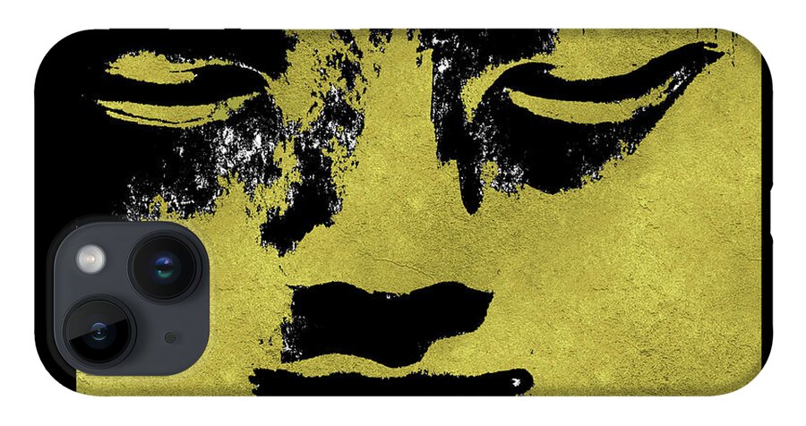 In The Shadow Of The Golden Buddha iPhone 14 Case featuring the mixed media In The Shadow of The Golden Buddha by Kandy Hurley
