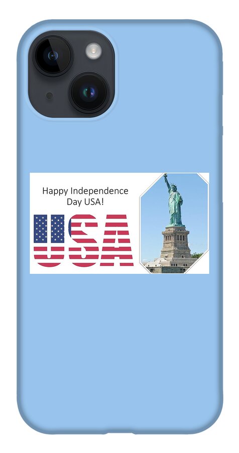 Usa iPhone 14 Case featuring the mixed media Independence Day USA by Nancy Ayanna Wyatt