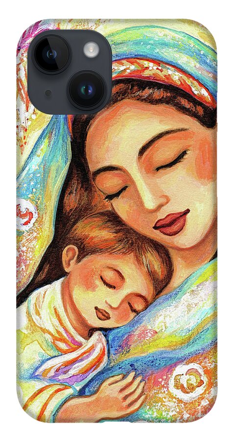 Mother And Child iPhone 14 Case featuring the painting Inner Silence by Eva Campbell