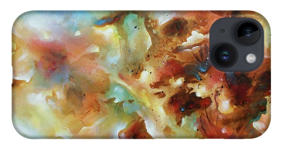 Abstract iPhone 14 Case featuring the painting Outside In by Michael Lang
