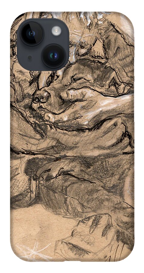 Dog iPhone 14 Case featuring the drawing Intimacy by Marnie Clark