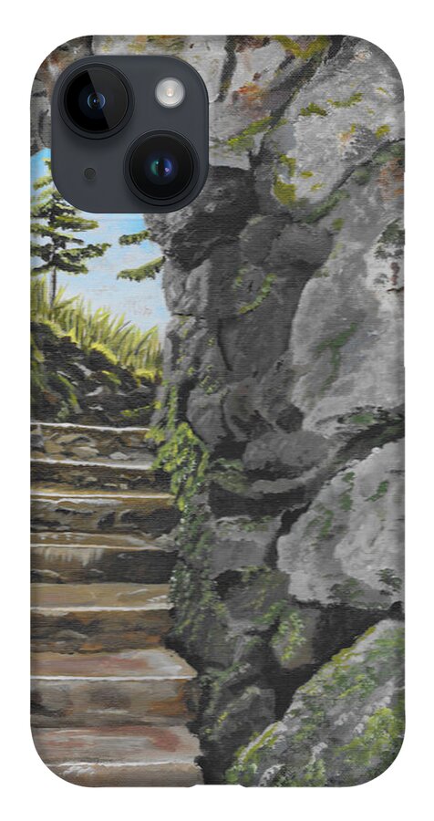 Ireland iPhone 14 Case featuring the painting Irish Stairs by David Bigelow