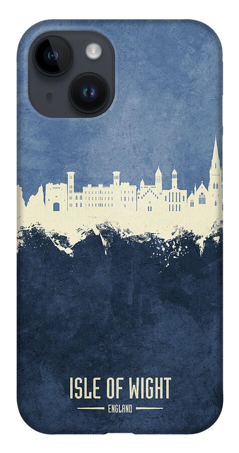Isle Of Wight iPhone 14 Case featuring the digital art Isle of Wight England Skyline #97 by Michael Tompsett