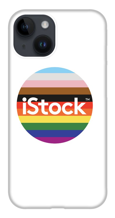Istock iPhone 14 Case featuring the digital art iStock Logo Pride Circle by Getty Images