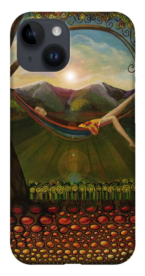 Pop Surrealism iPhone 14 Case featuring the painting It Feels Like Summer by Mindy Huntress