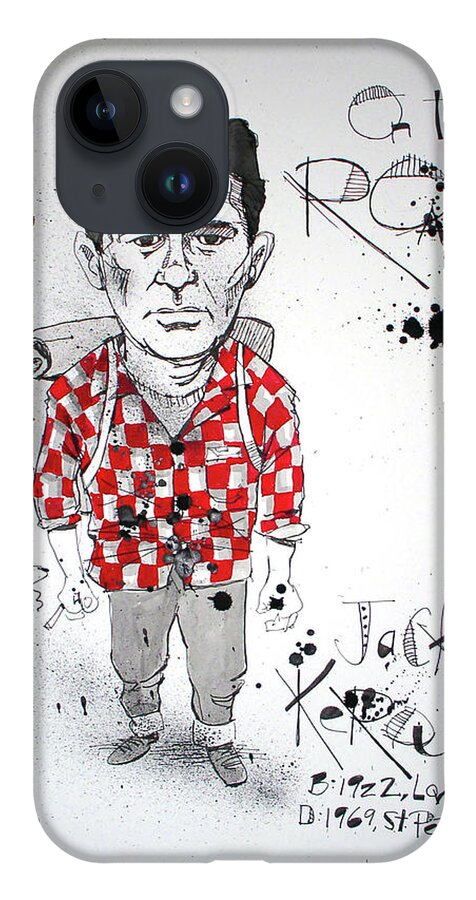  iPhone 14 Case featuring the drawing Jack Kerouac by Phil Mckenney
