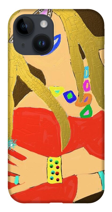  iPhone 14 Case featuring the drawing Jacqui With Golden Hair by Tony Camm