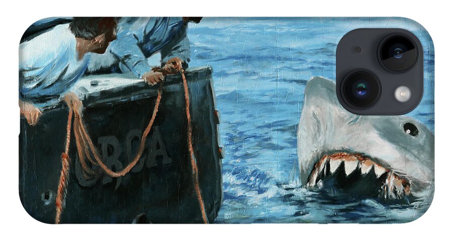 Jaws iPhone Case featuring the painting Jaws tribute - A bigger boat by Sv Bell