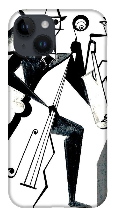 Jazz iPhone 14 Case featuring the digital art JaZzArt Trio by Bodo Vespaciano