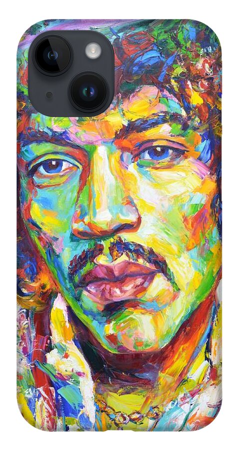 Jimi Hendrix iPhone 14 Case featuring the painting Jimi Hendrix by Iryna Kastsova
