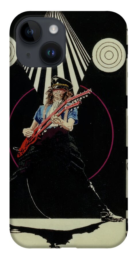 Colored Pencil iPhone 14 Case featuring the drawing Jimmy Page Live by Sean Connolly