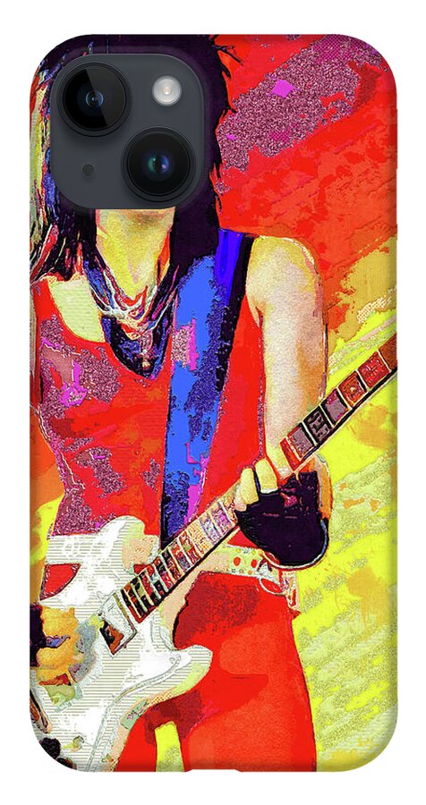 Joan Jett iPhone 14 Case featuring the mixed media Joan Jett Art Crimson And Clover by The Rocker Chic